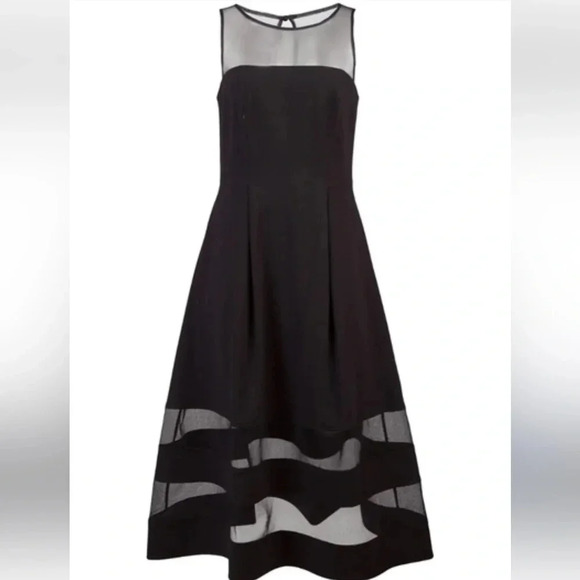 Authentic Aidan Mattox Fit and Flare Black Mesh-Panel Party Dress size 4 - Picture 5 of 17